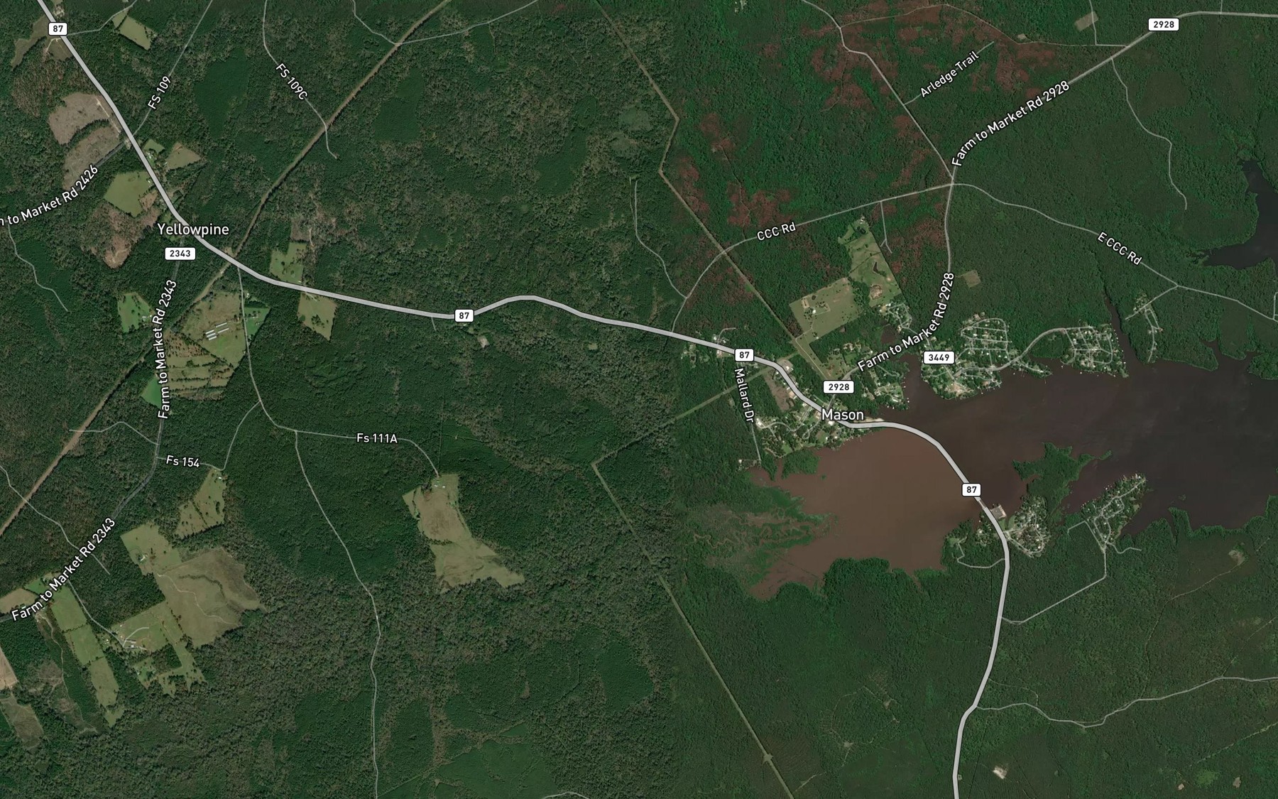 Satellite map of the Lick Branch
