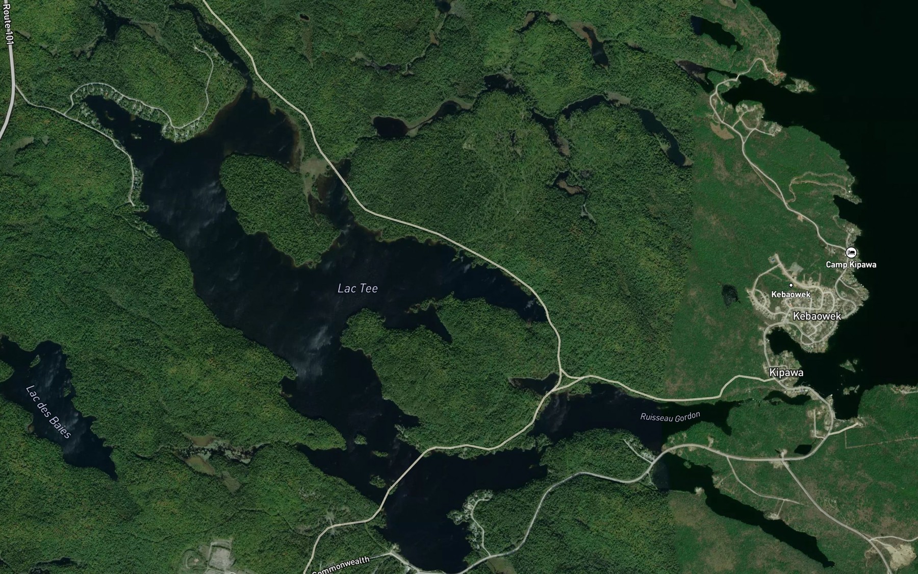 Satellite map of the Lac Tee