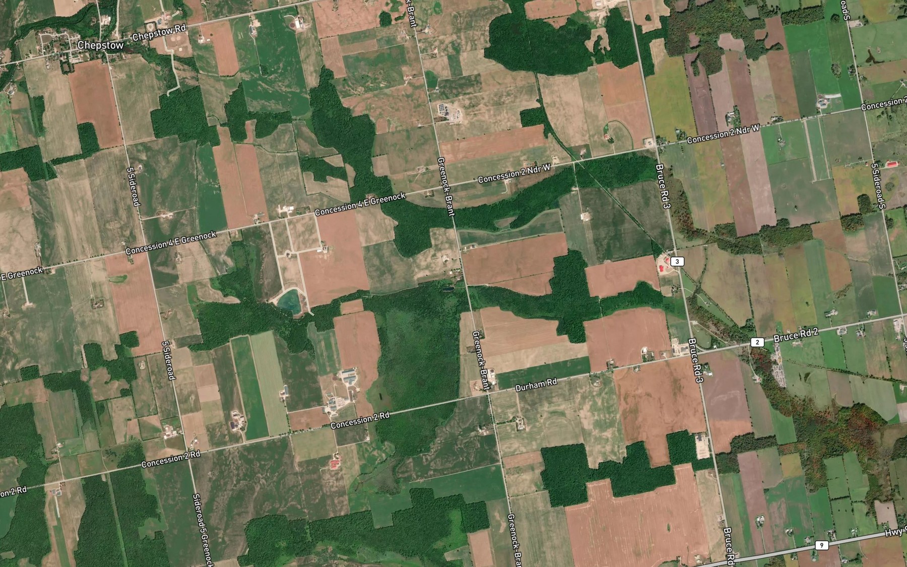 Satellite map of the Allens Creek