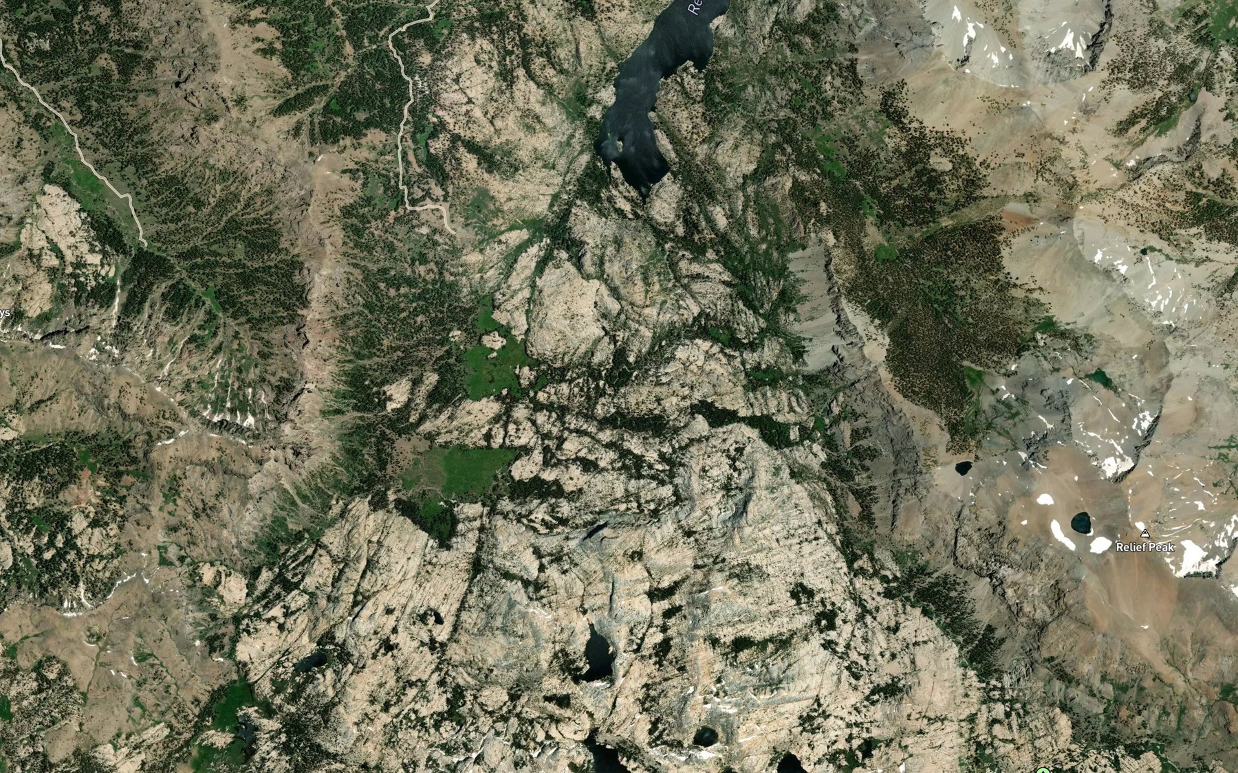 Satellite map of the Relief Creek