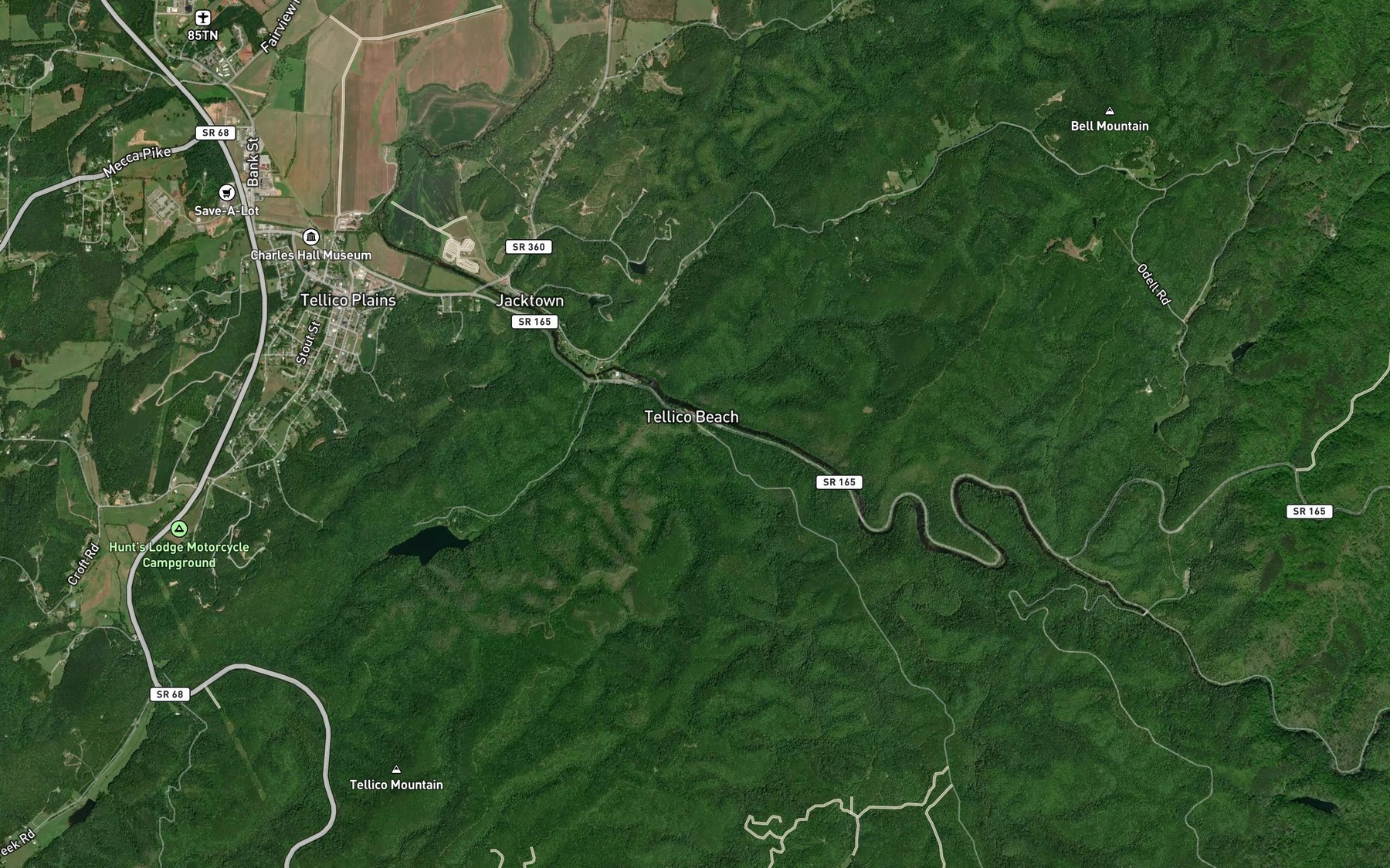Satellite map of the Stillhouse Creek