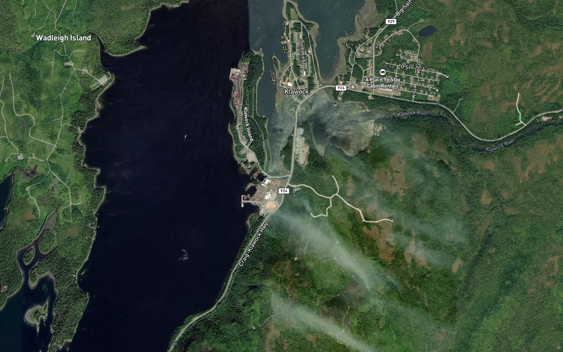 Satellite map of the Canoe Pass