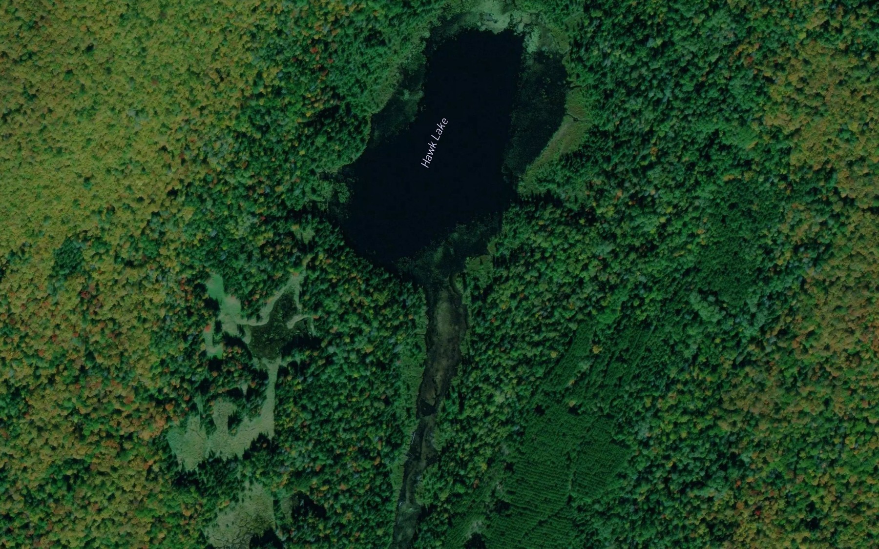 Satellite map of the Hawk Lake