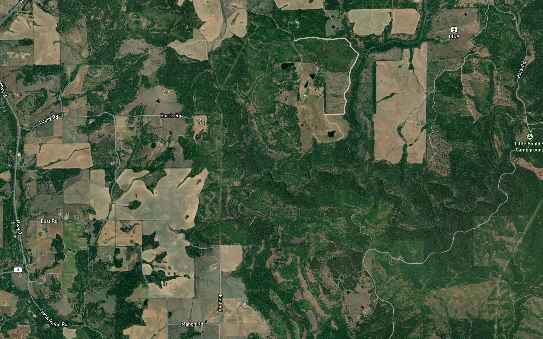 Satellite map of the Brush Creek