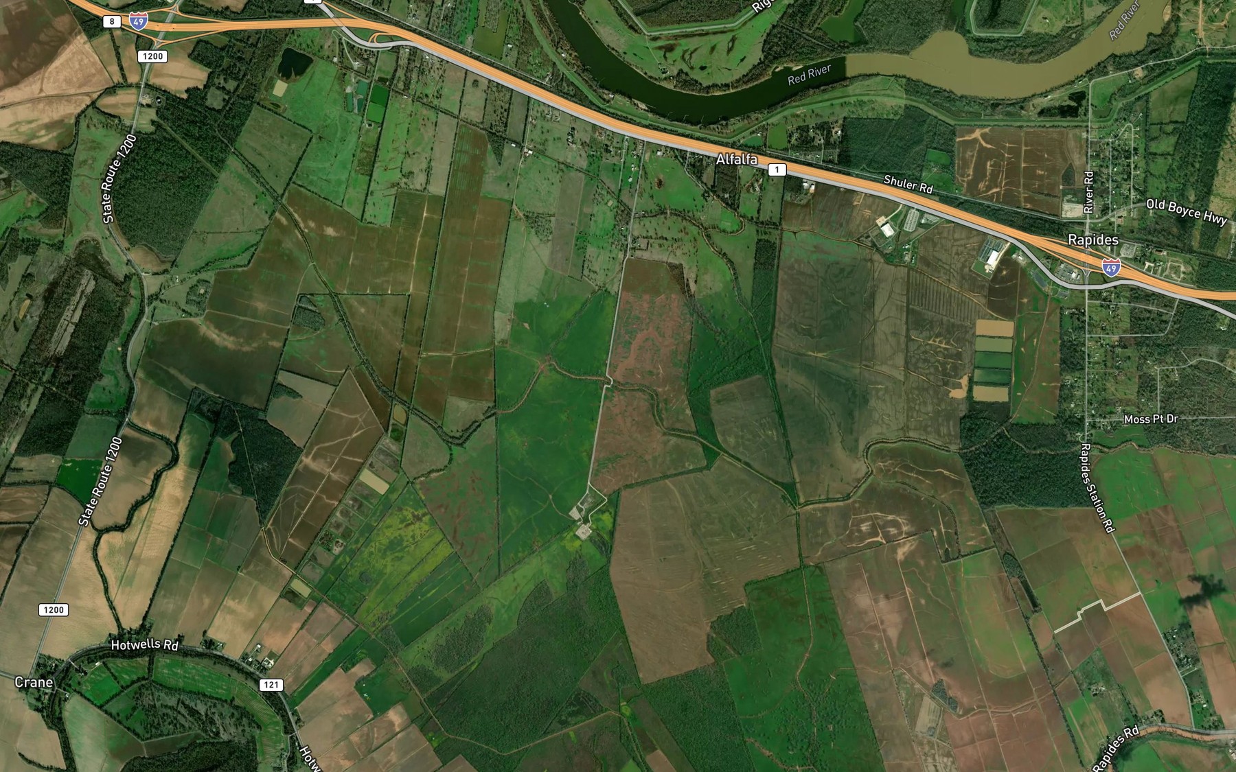 Satellite map of the Alligator Slough