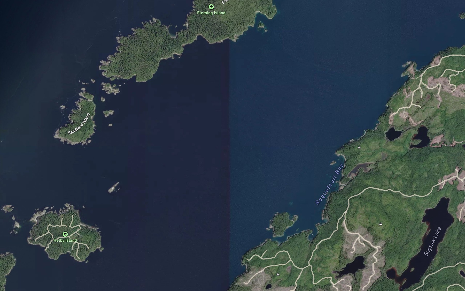 Satellite map of the Trevor Channel