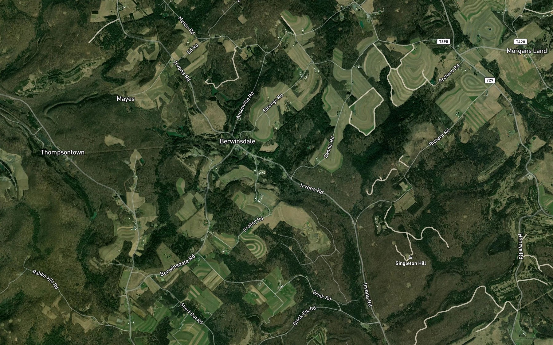 Satellite map of the Strong Run