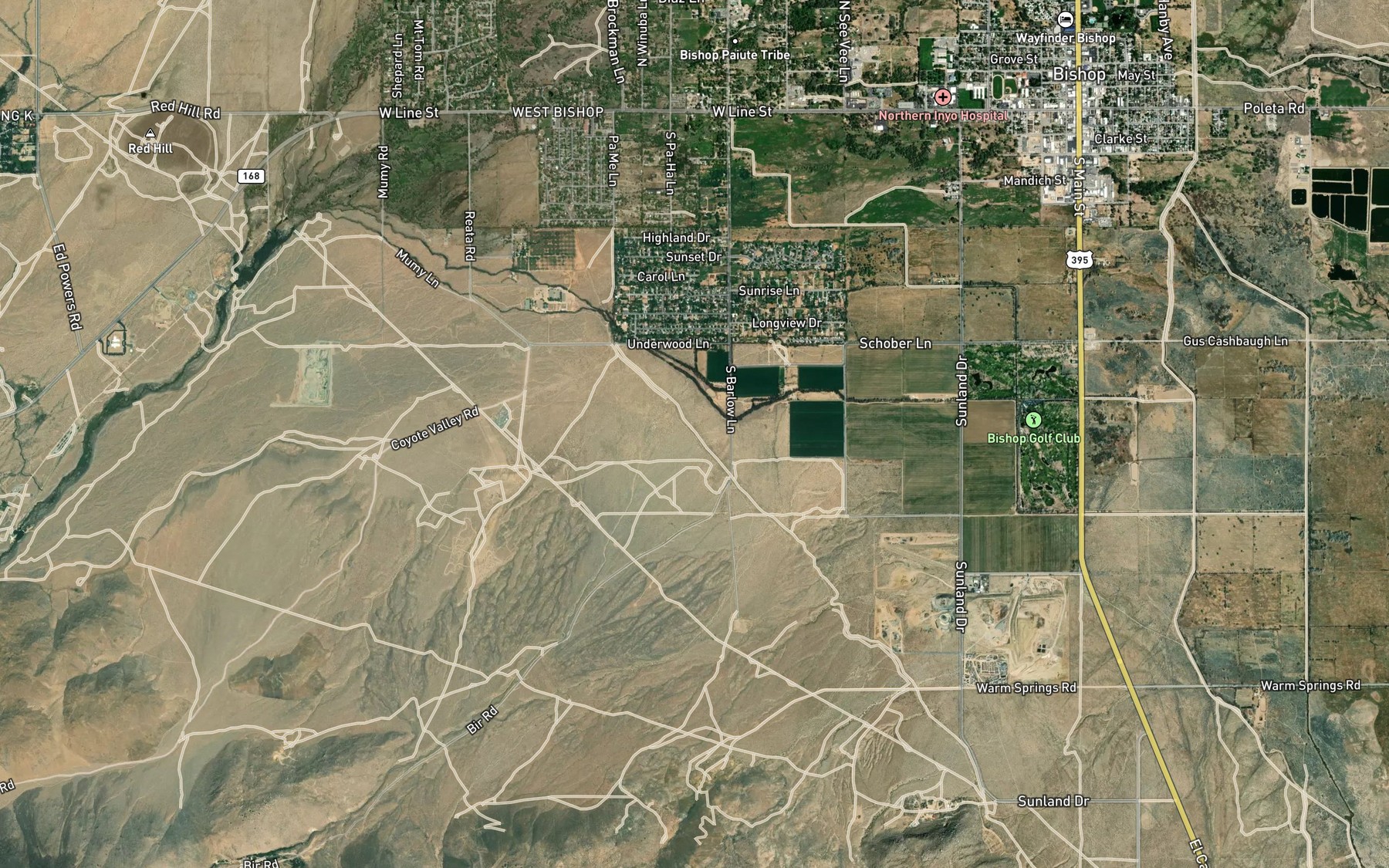 Satellite map of the Owens River Canal