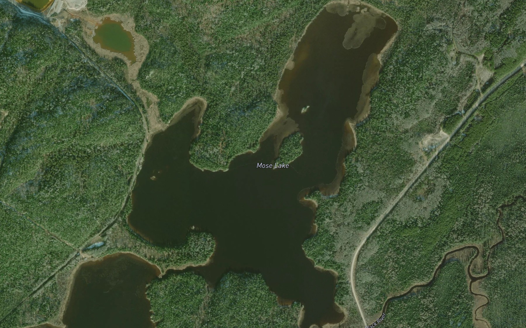 Satellite map of the Mose Lake