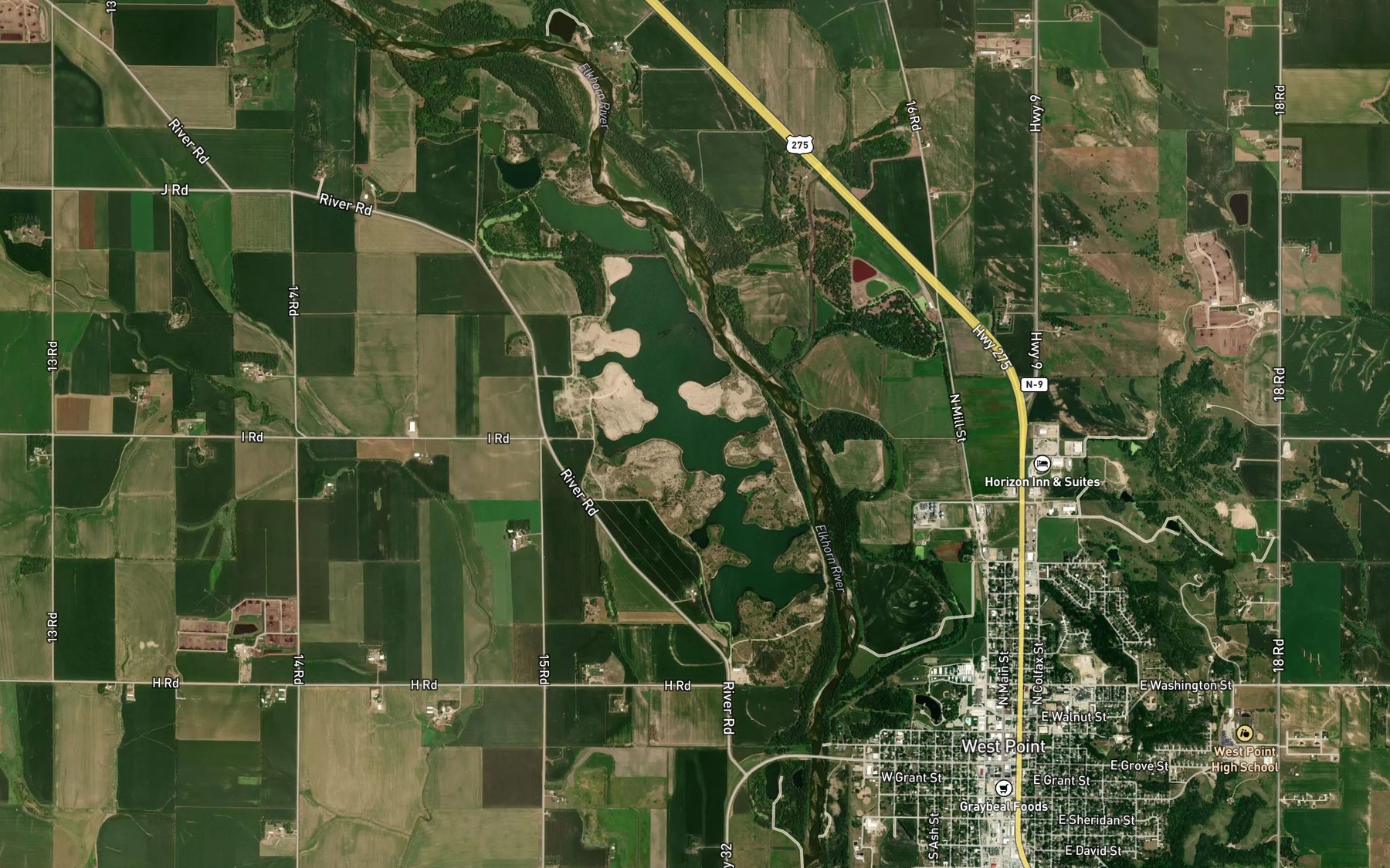 Satellite map of the Horseshoe Lake