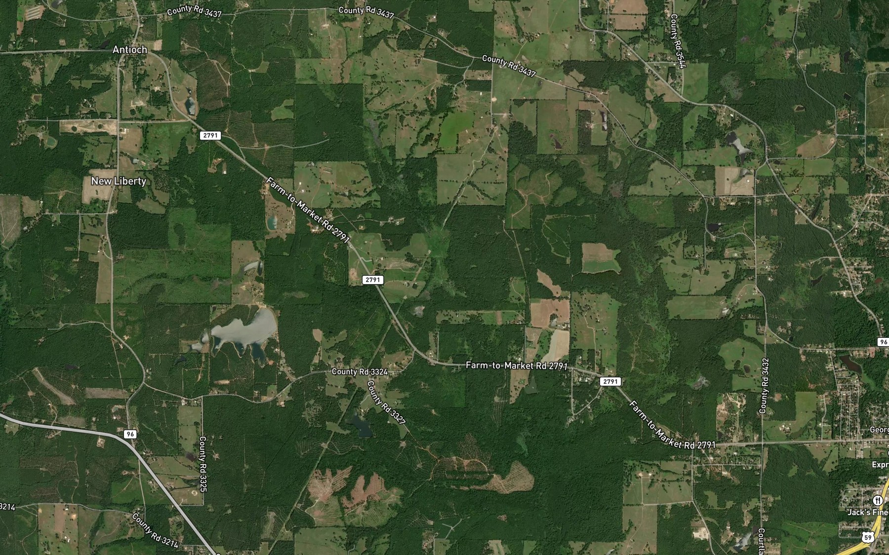 Satellite map of the Kite Creek