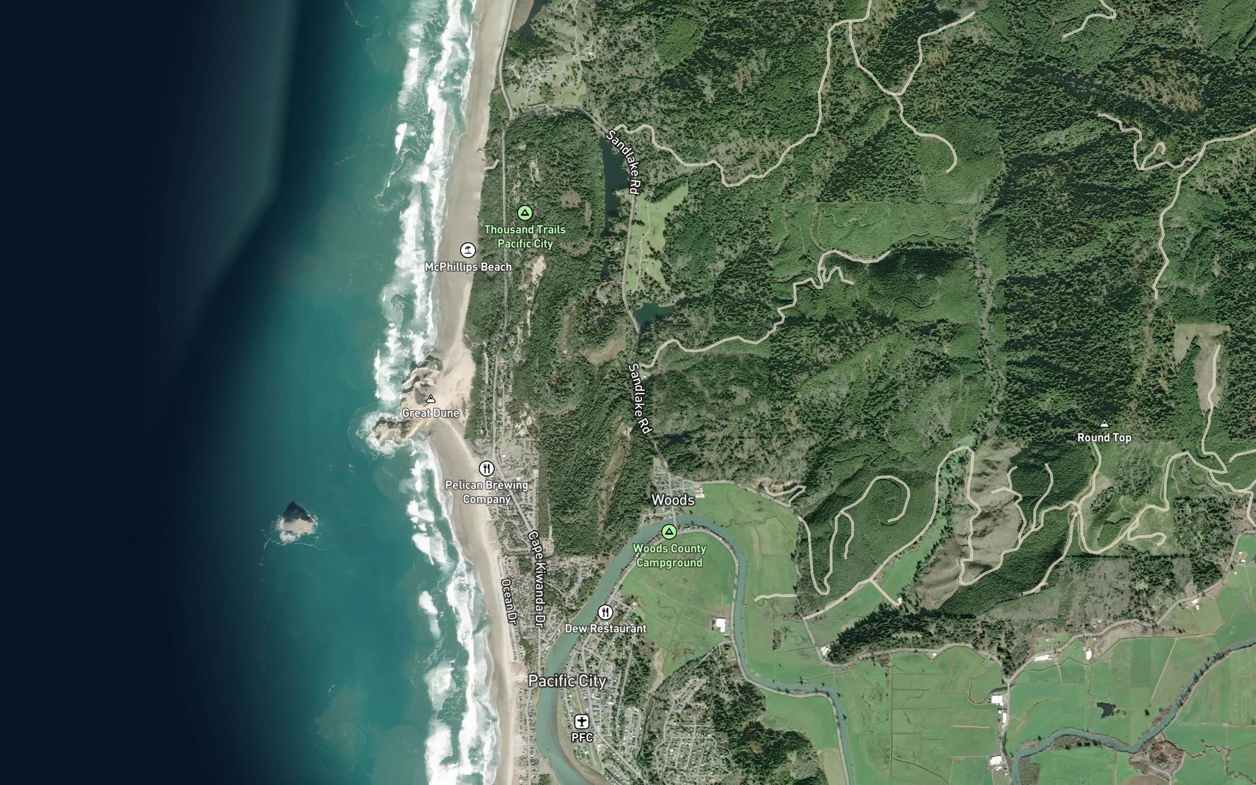 Satellite map of the Sand Creek