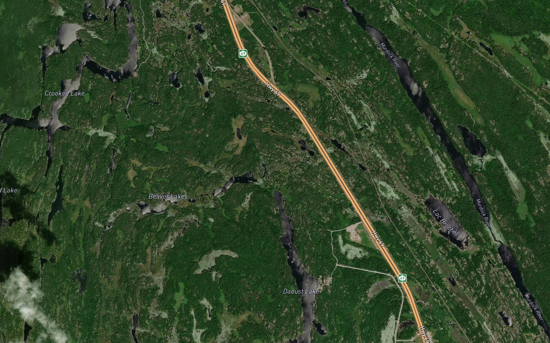 Satellite map of the Beaver Lakes