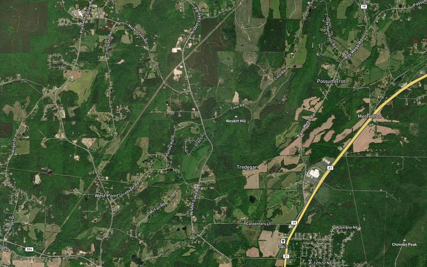 Satellite map of the Nesbitt Lake