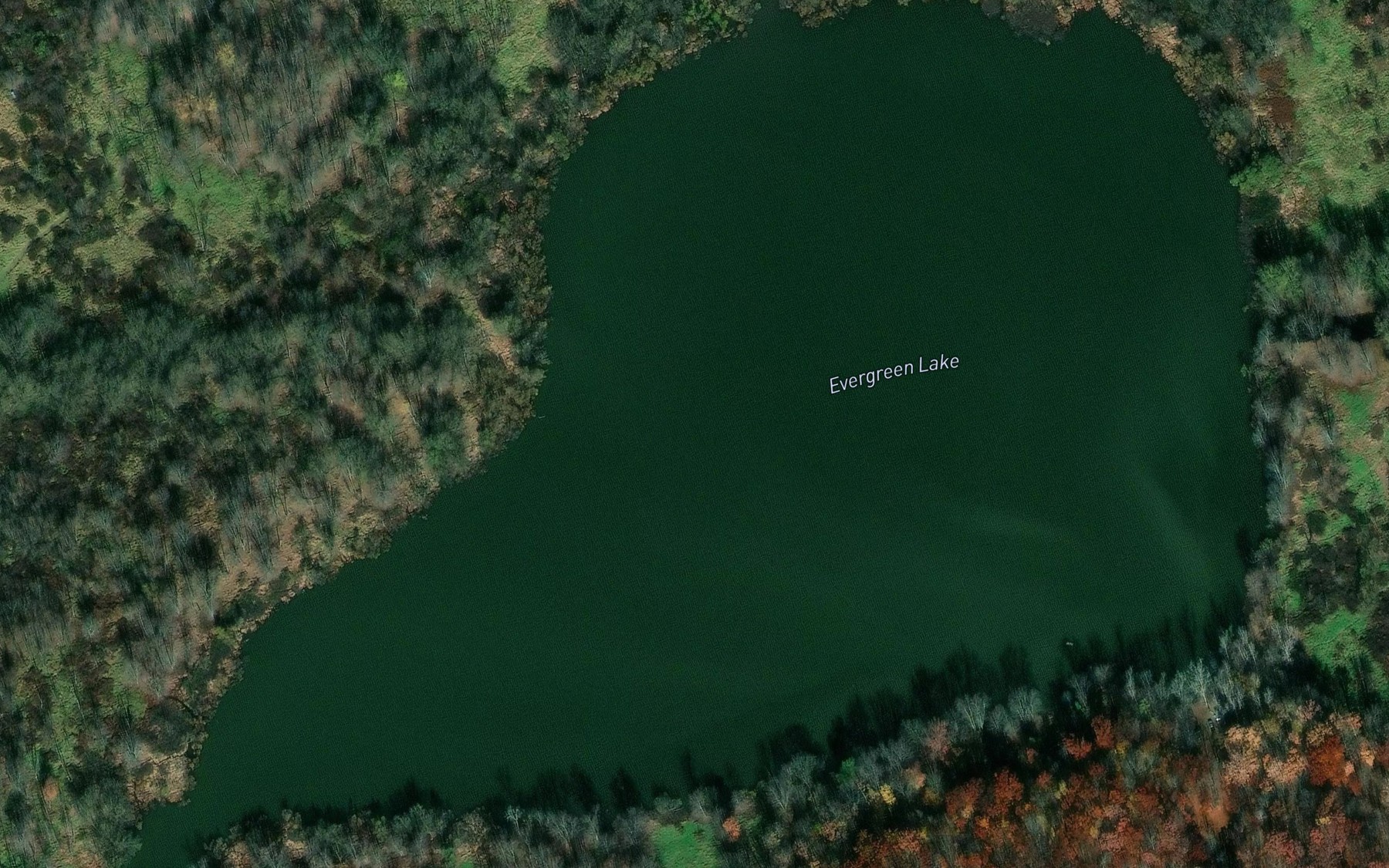 Satellite map of the Evergreen Lake