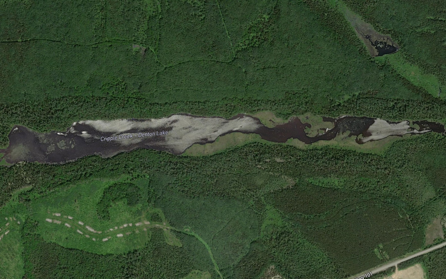 Satellite map of the Denton Lake