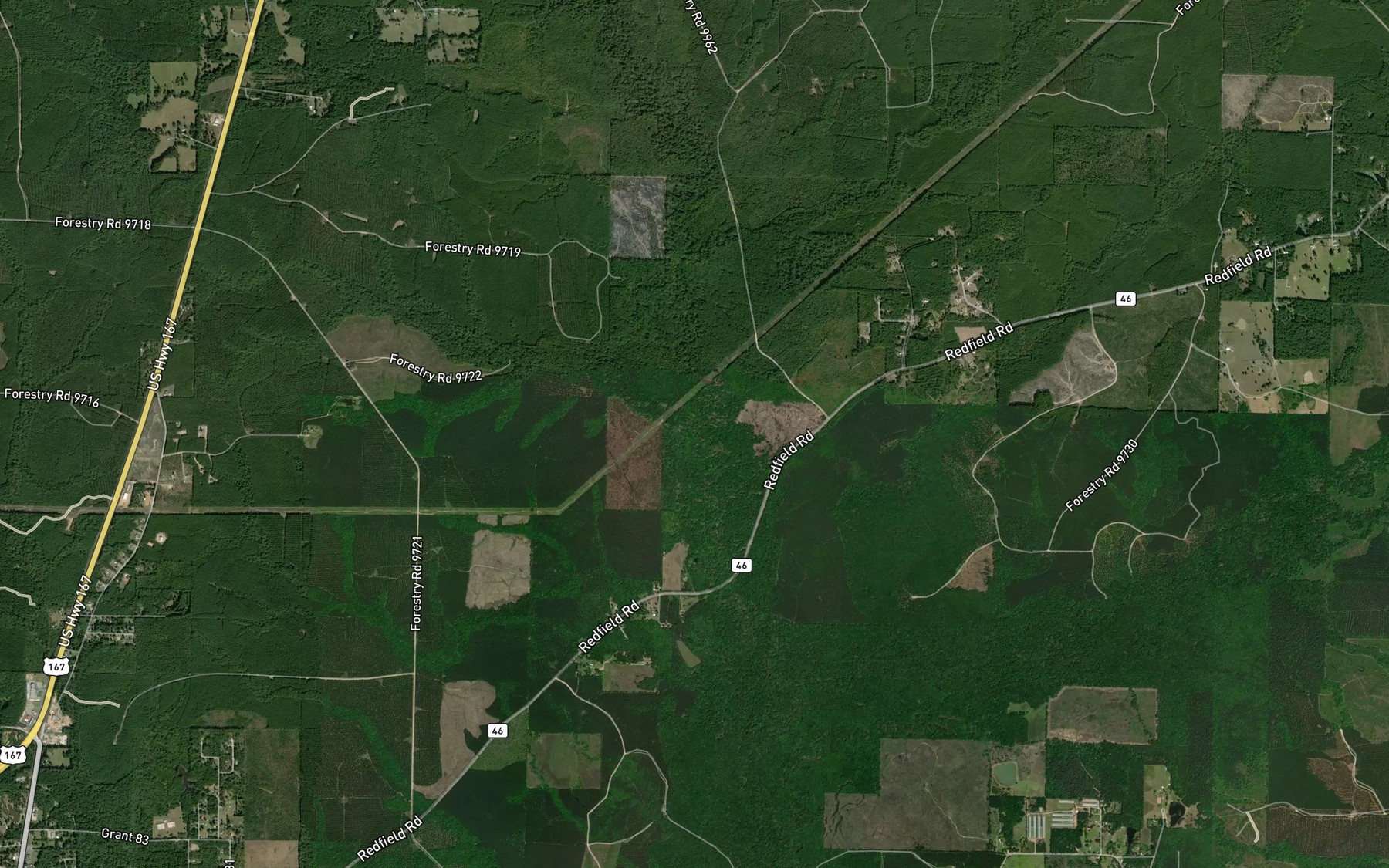 Satellite map of the White Oak Creek