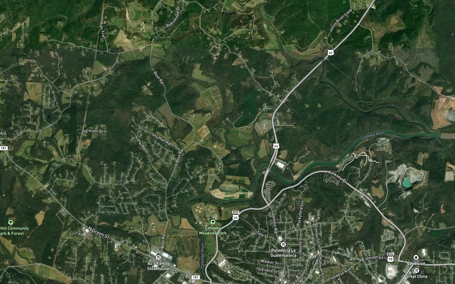 Satellite map of the Wilson Creek