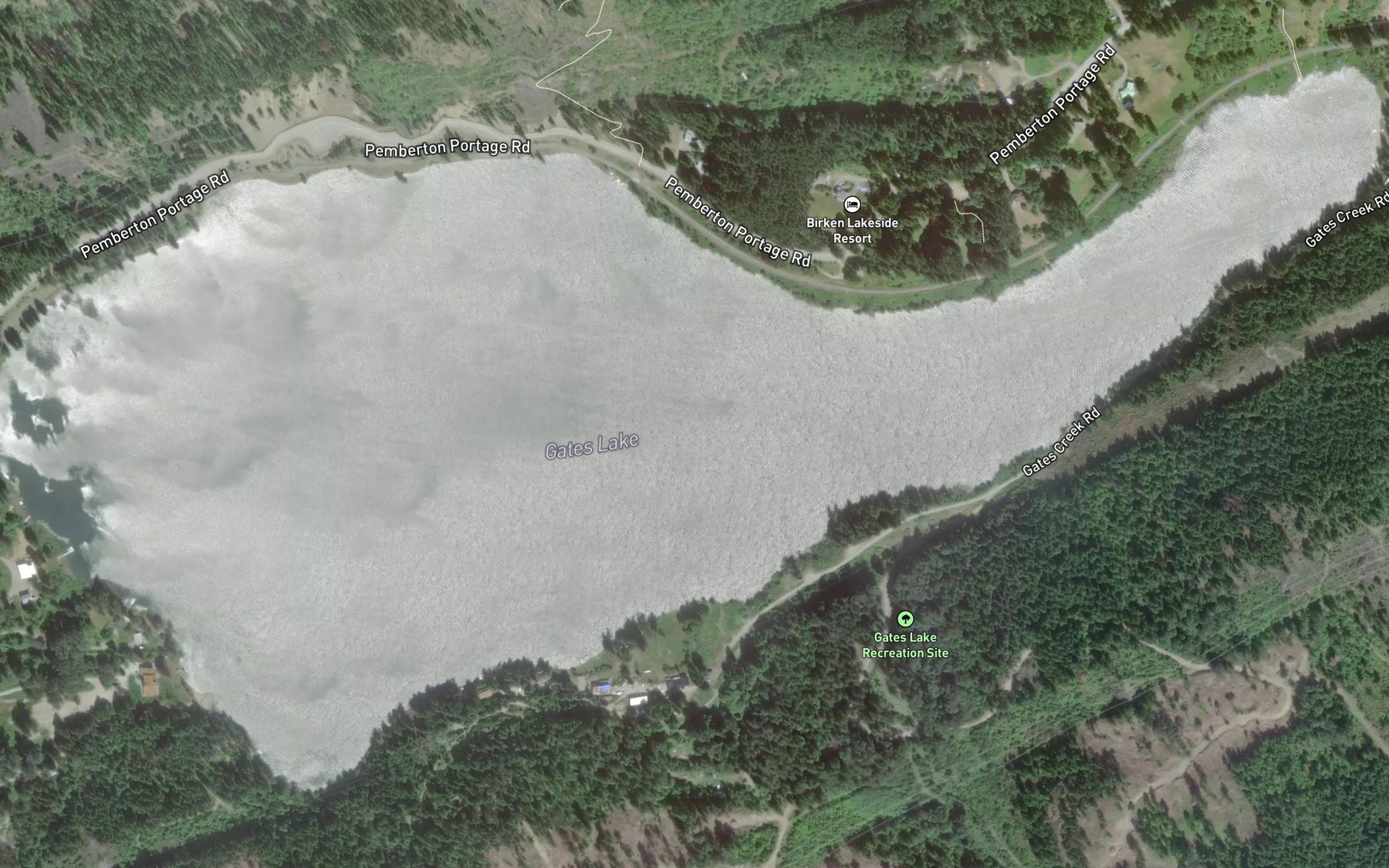 Satellite map of the Gates Lake