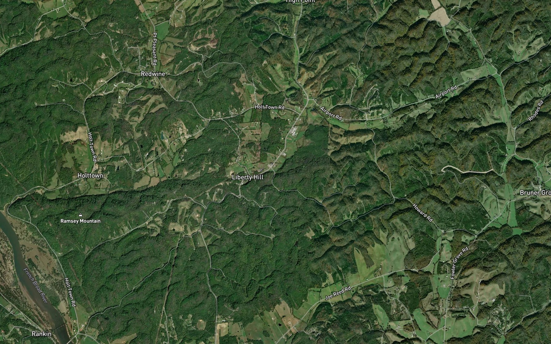 Satellite map of the Vinson Branch