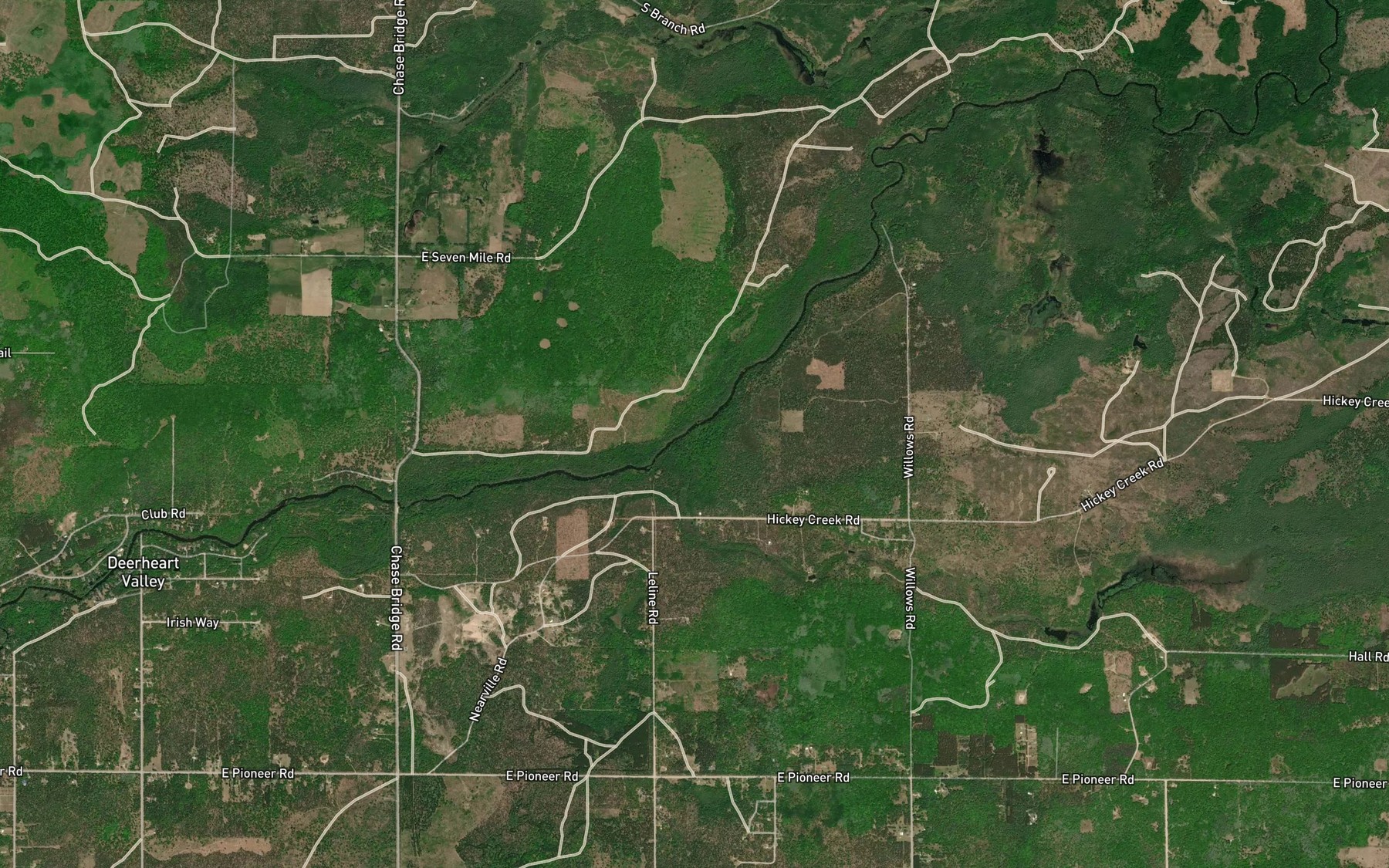 Satellite map of the Hickey Creek