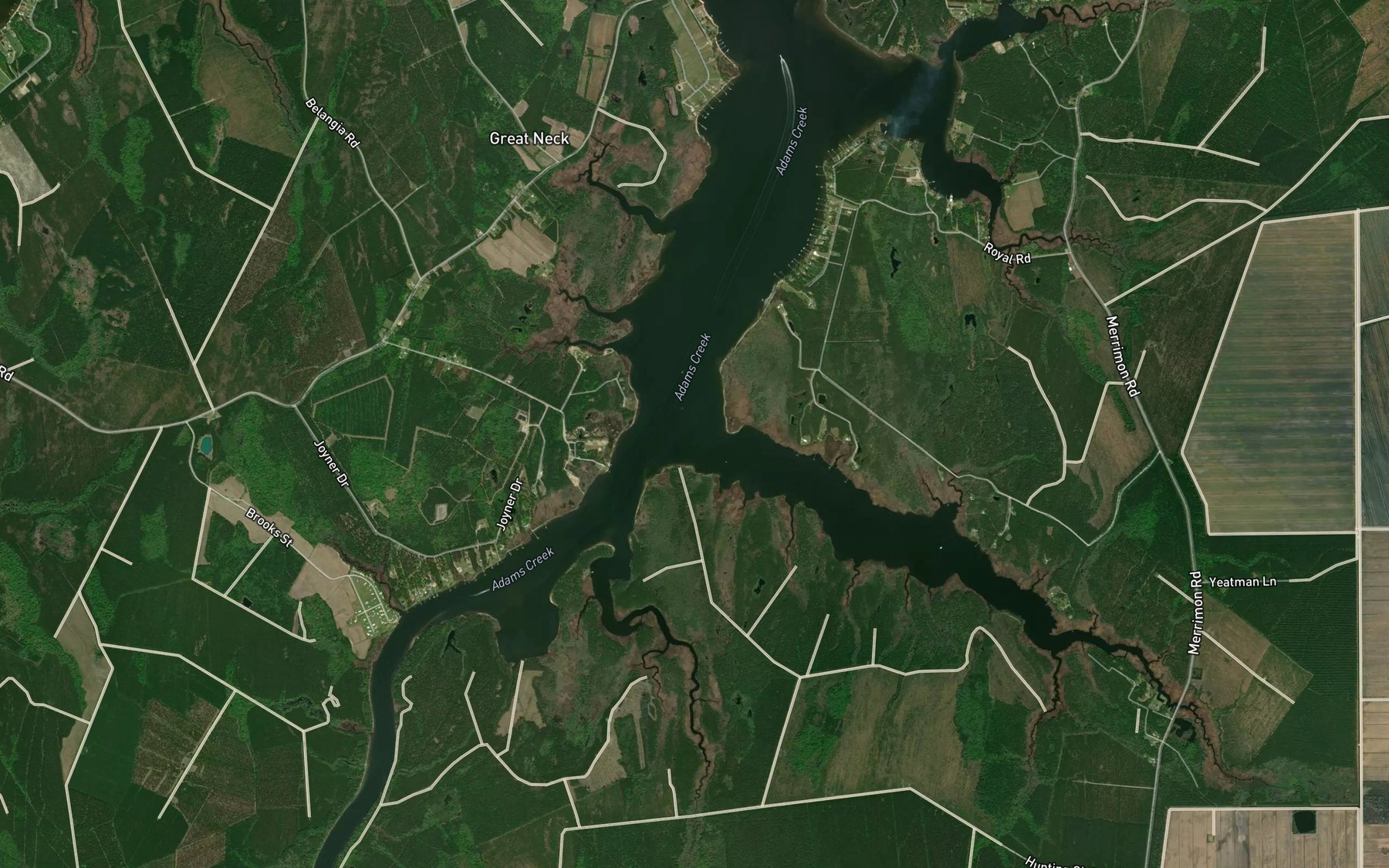 Satellite map of the Back Creek