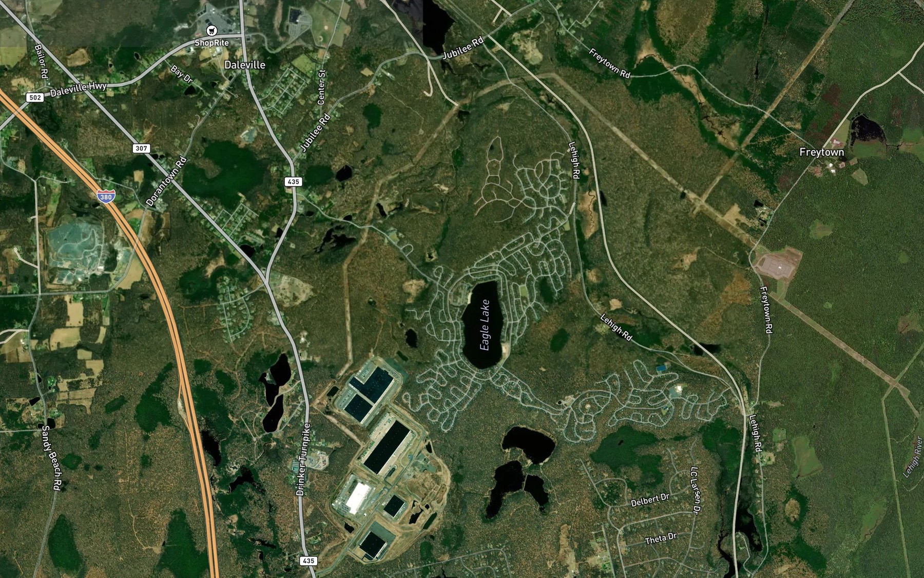 Satellite map of the Lake Henry