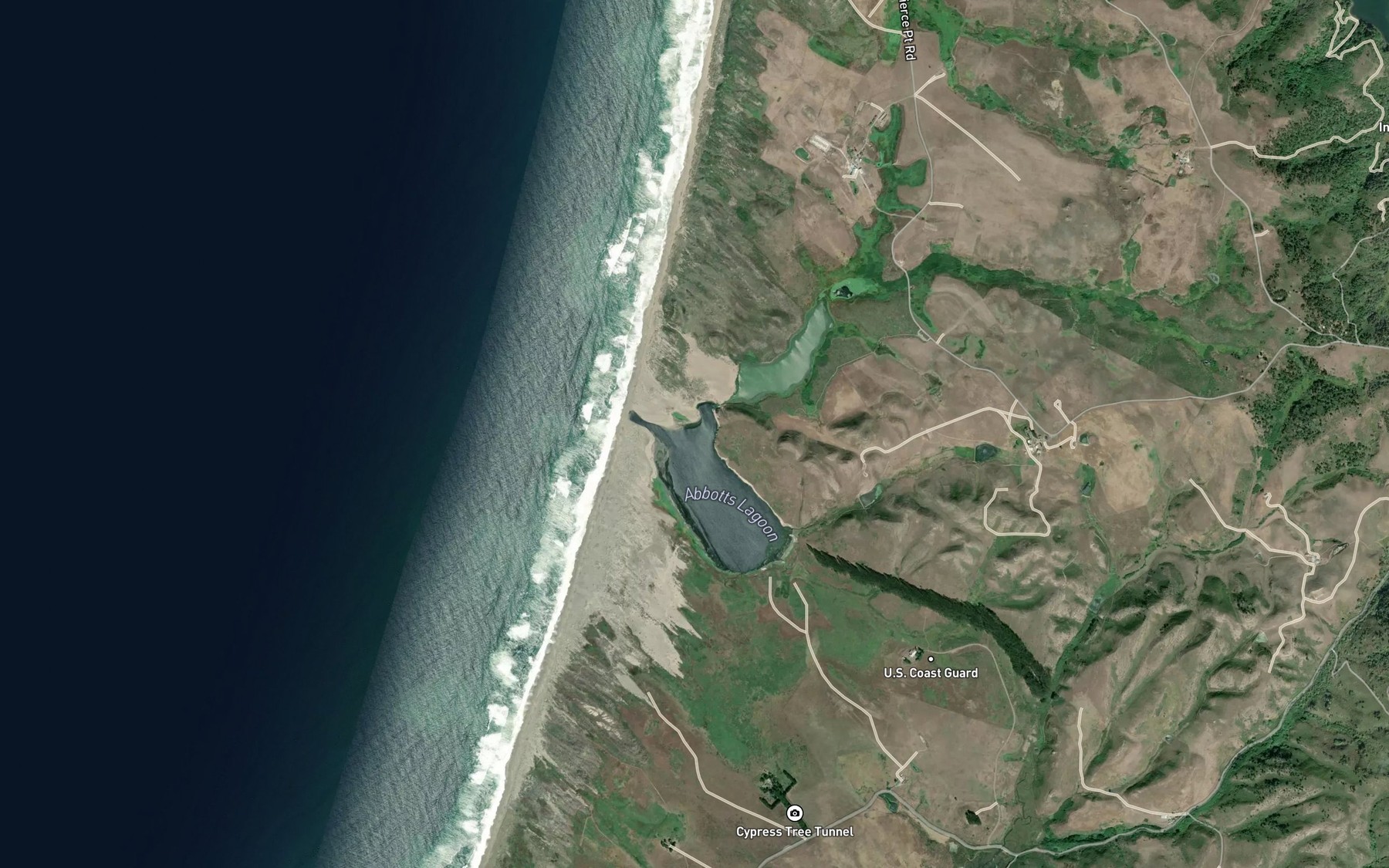 Satellite map of the Abbotts Lagoon