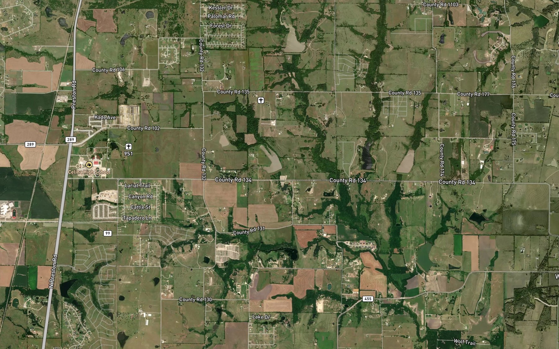 Satellite map of the Soil Conservation Service Site 8c Reservoir