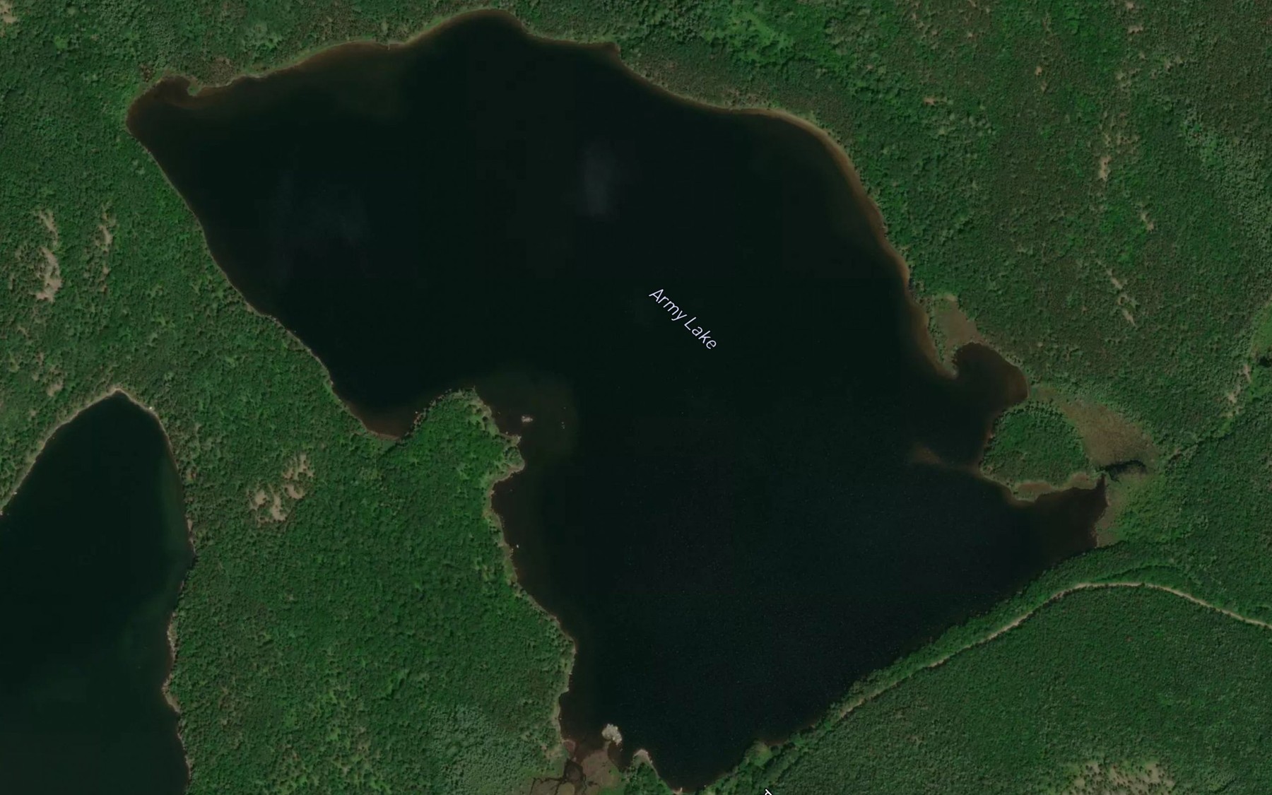 Satellite map of the Army Lake
