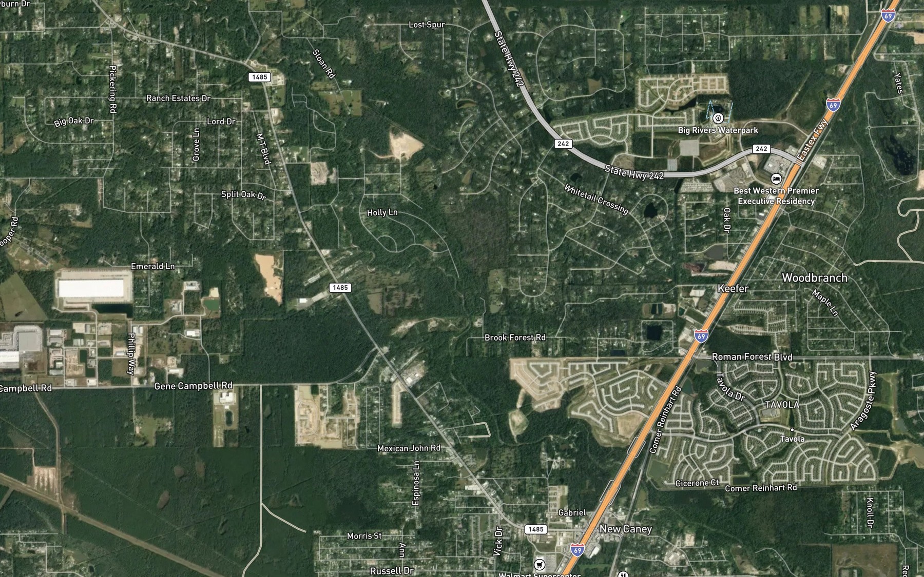 Satellite map of the Spring Branch