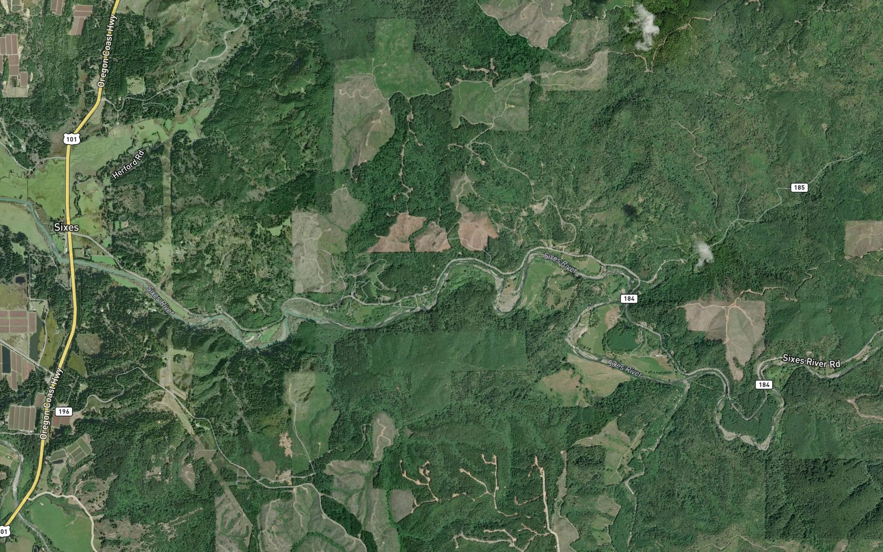 Satellite map of the Jenny Creek
