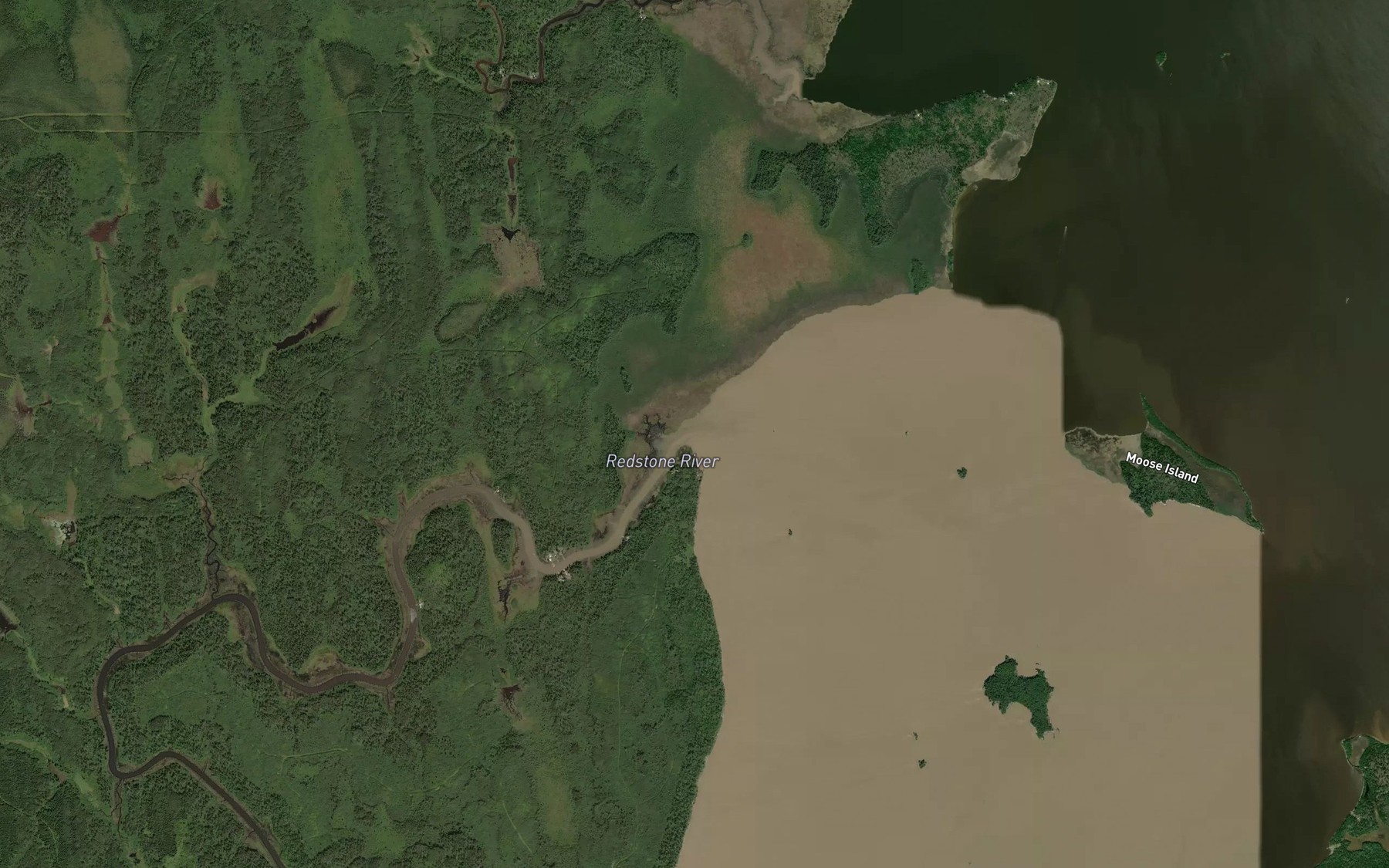 Satellite map of the Redstone River