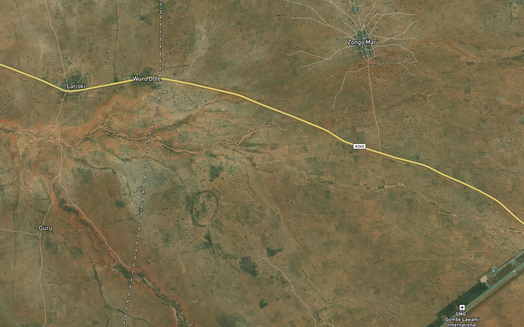 Satellite map of the River Wuiwui