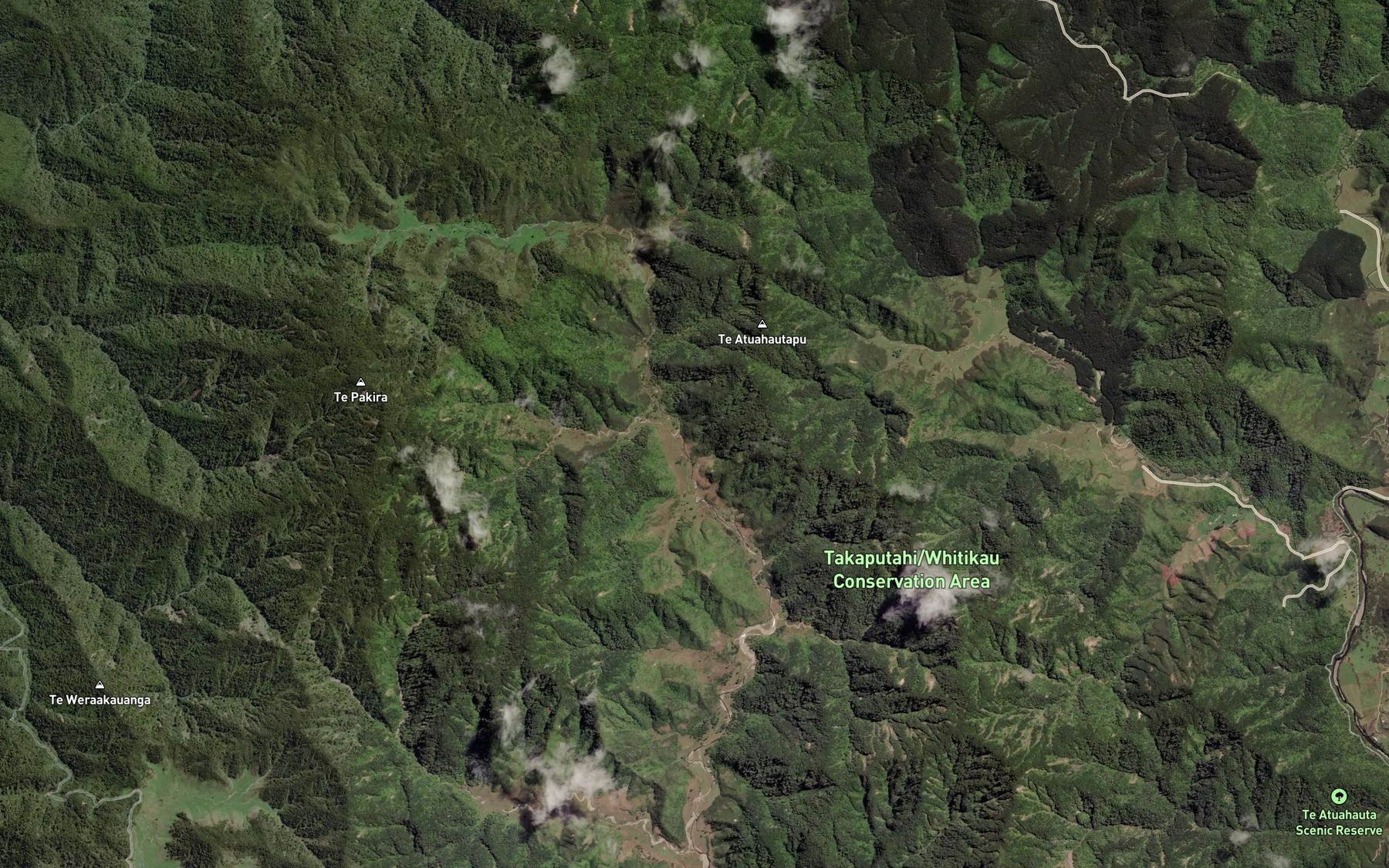 Satellite map of the Waiopu Stream