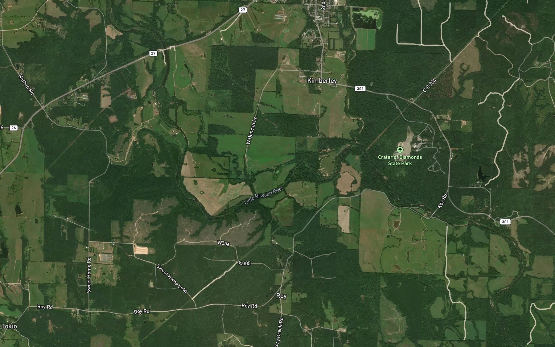 Satellite map of the Alford Lake