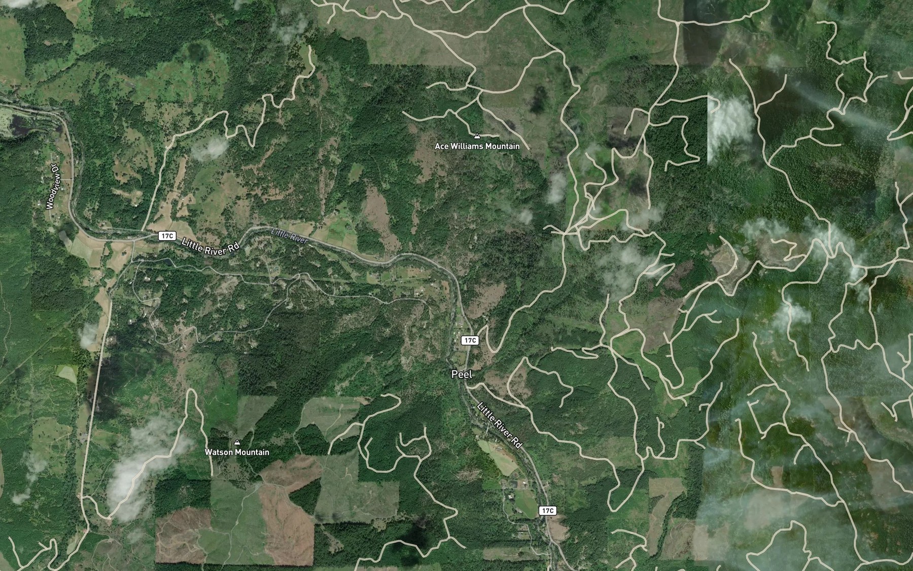 Satellite map of the Rattlesnake Creek