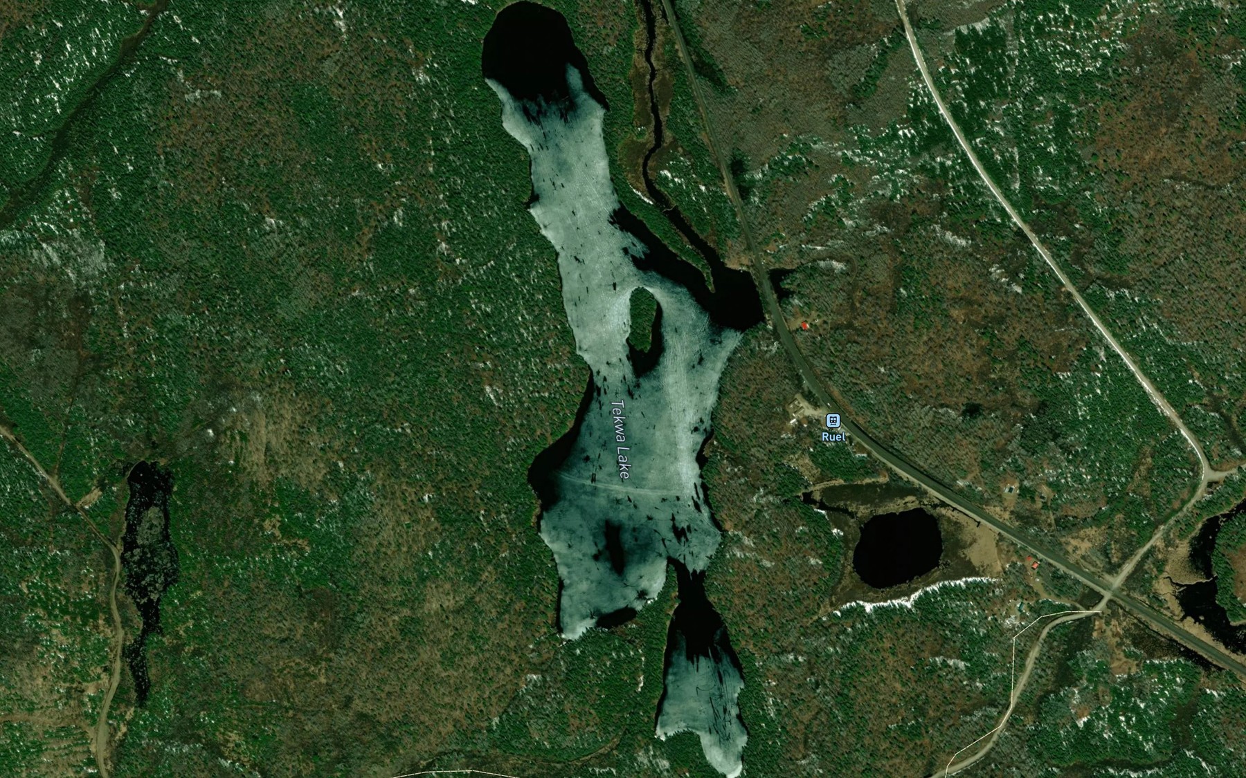 Satellite map of the Tekwa Lake