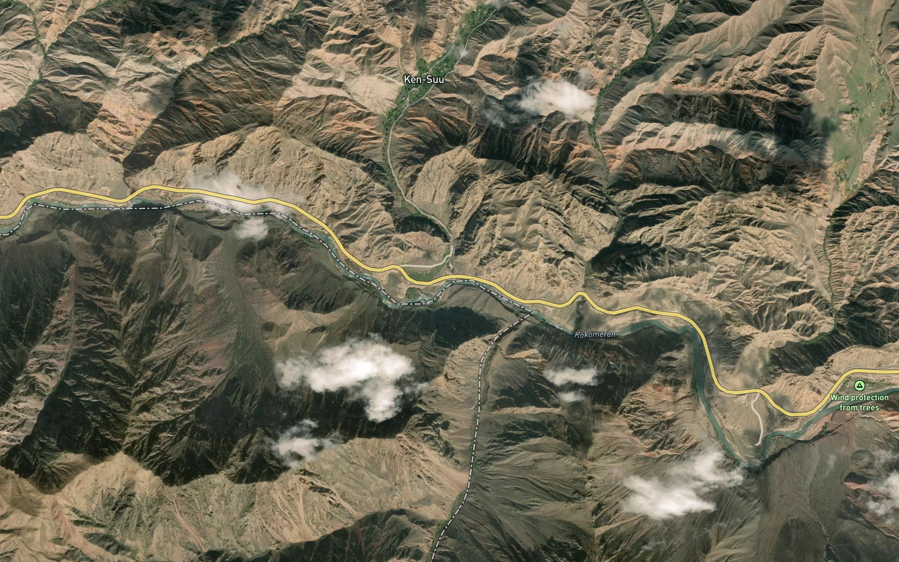 Satellite map of the Keksu