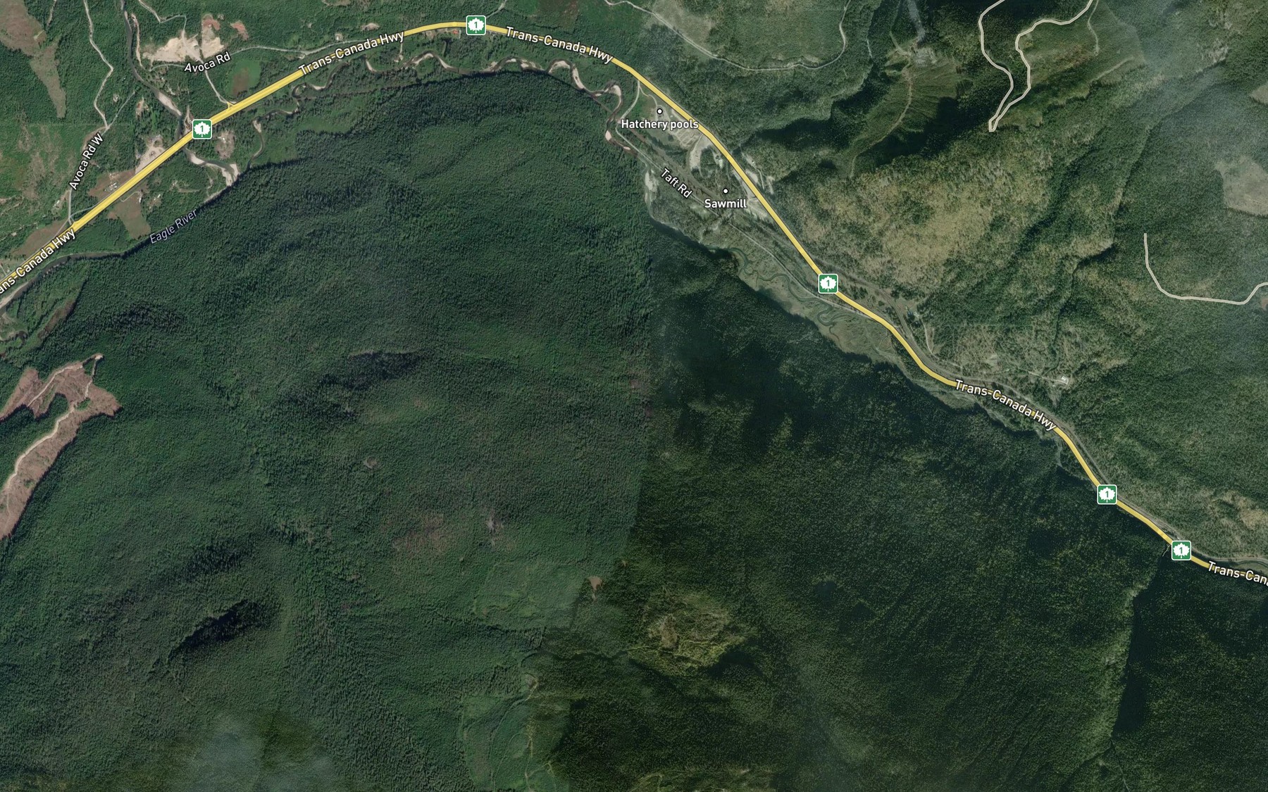 Satellite map of the Crazy Creek