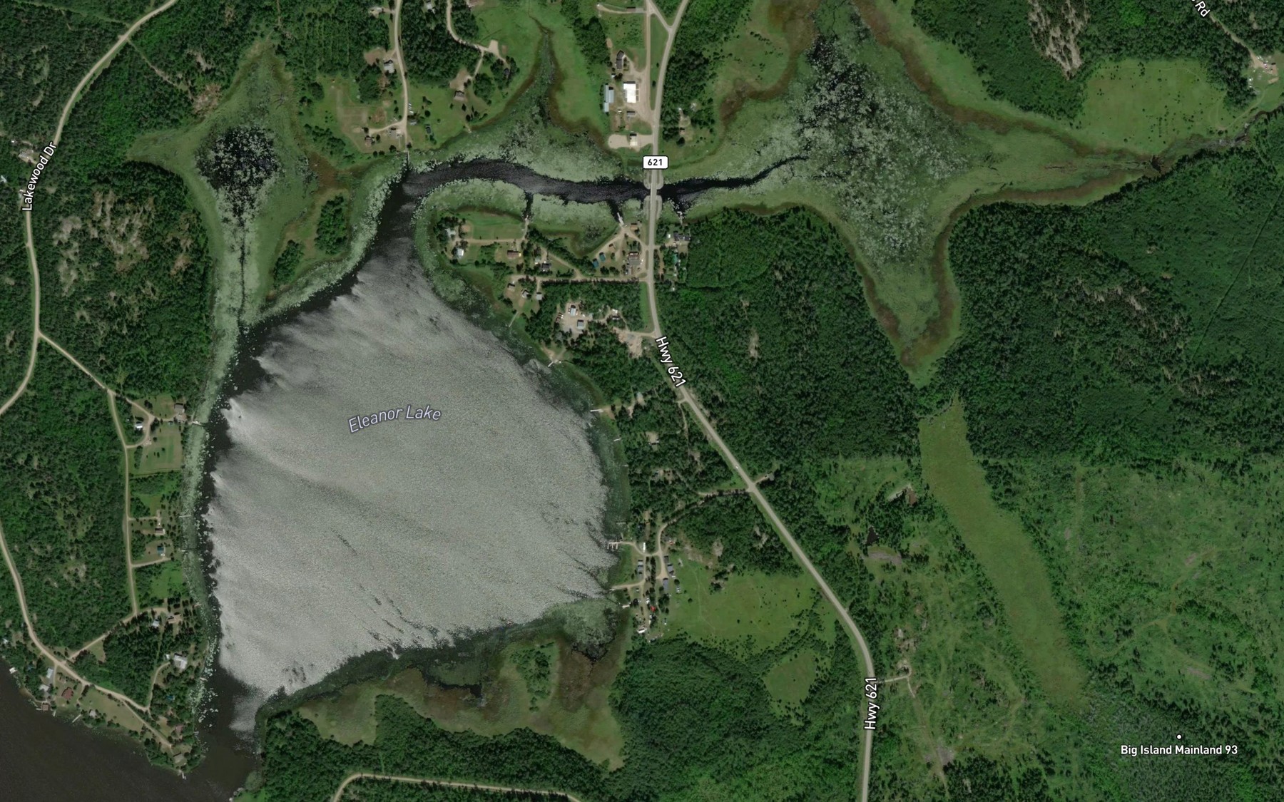 Satellite map of the Eleanor Lake