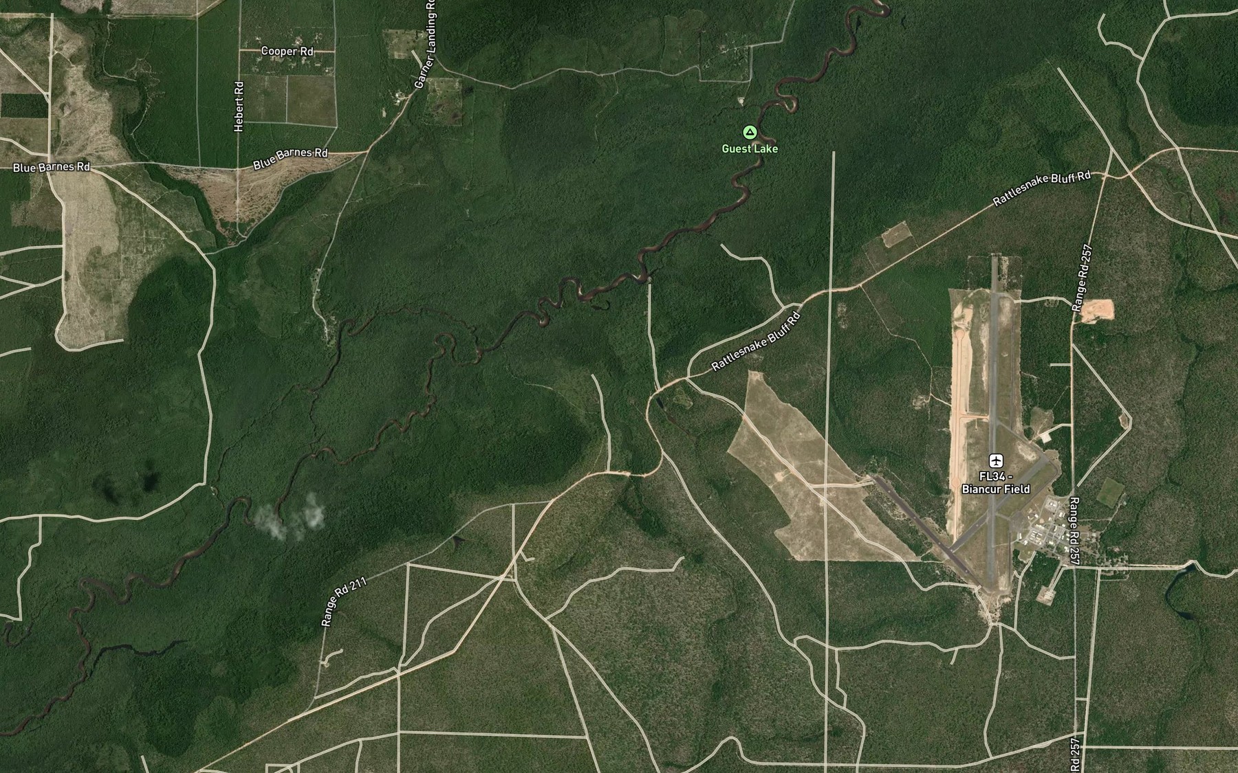 Satellite map of the Milligan Creek