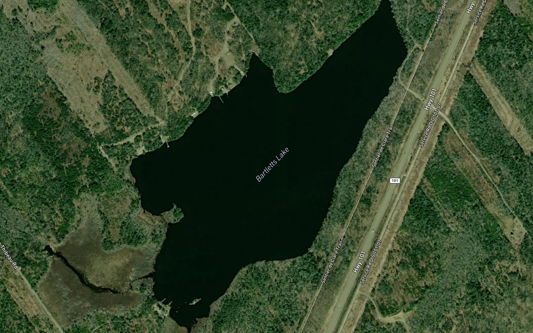 Satellite map of the Bartletts Lake