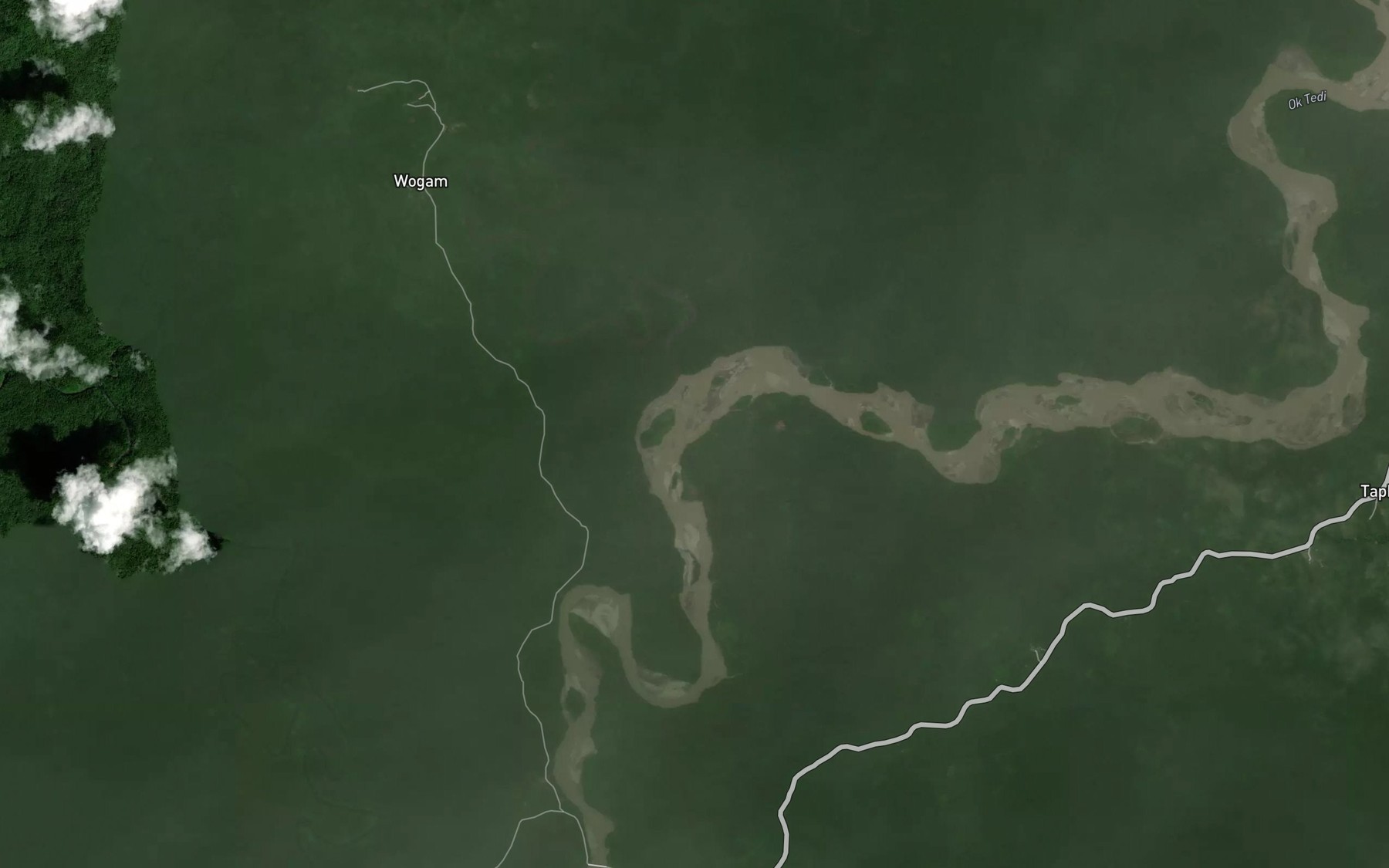 Satellite map of the Muir River