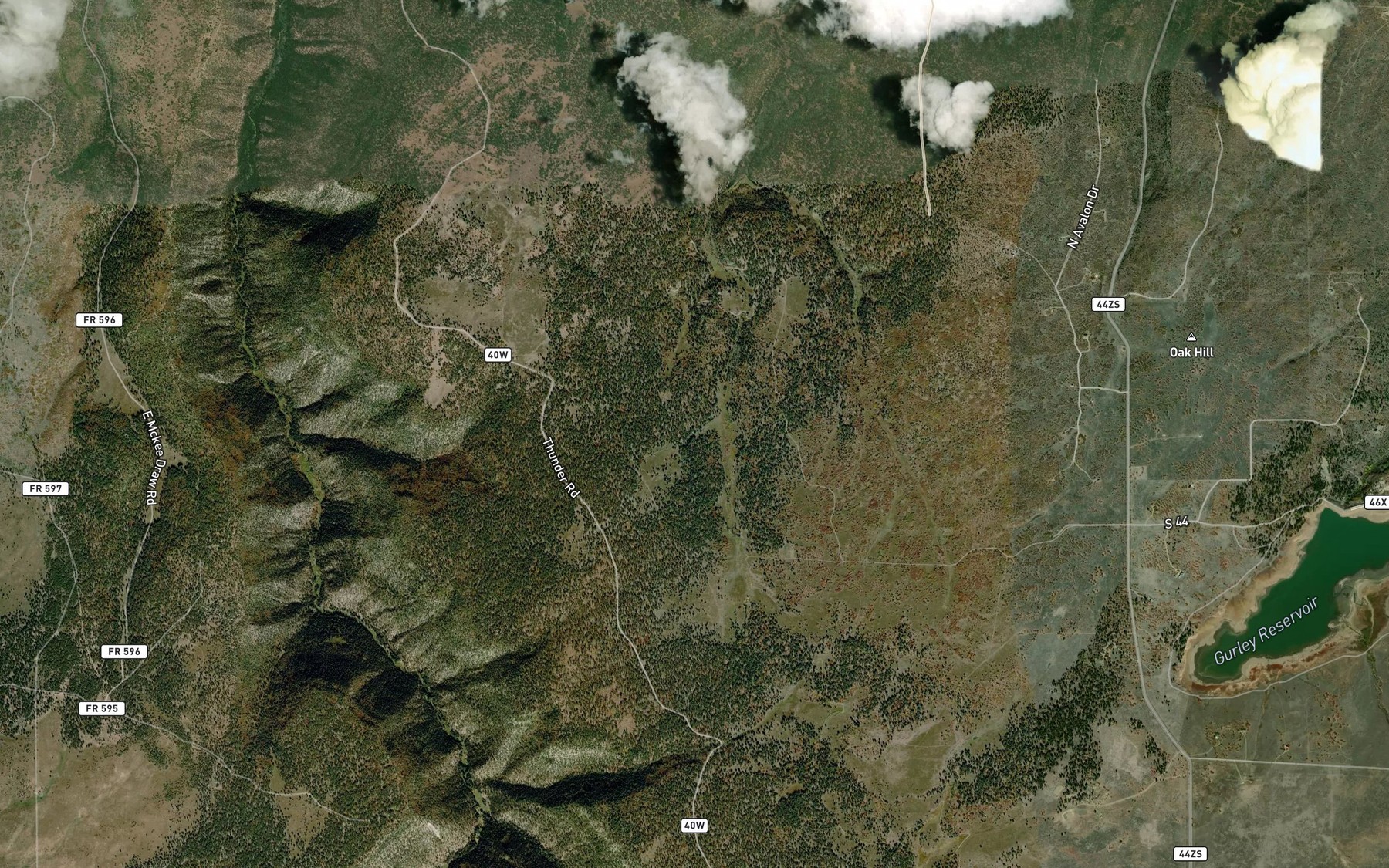 Satellite map of the Ed Joe Reservoir