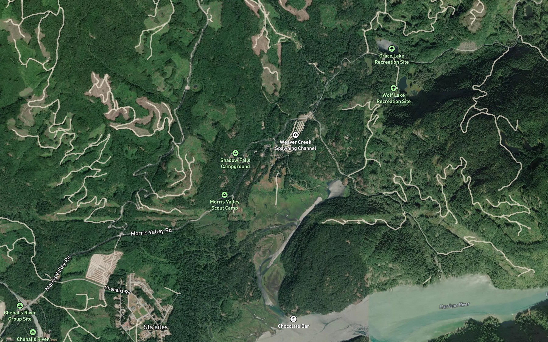 Satellite map of the Connor Creek