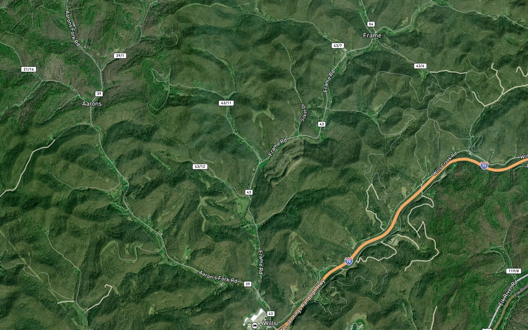Satellite map of the Wolfpen Branch