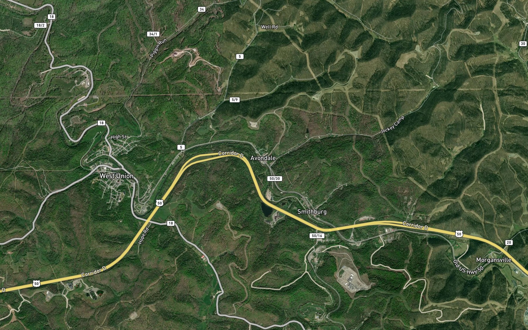 Satellite map of the Jockeycamp Run