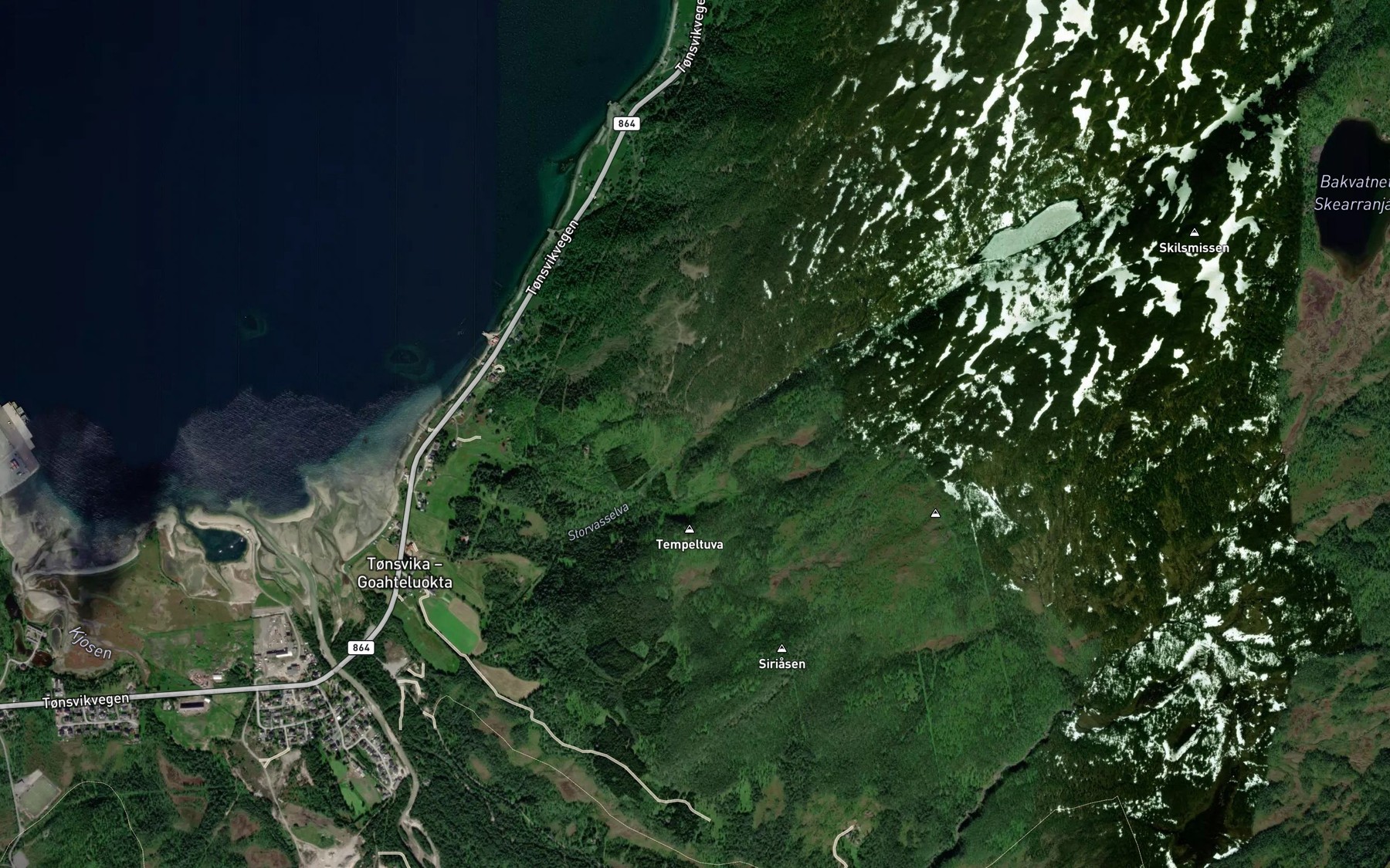 Satellite map of the Storvasselva