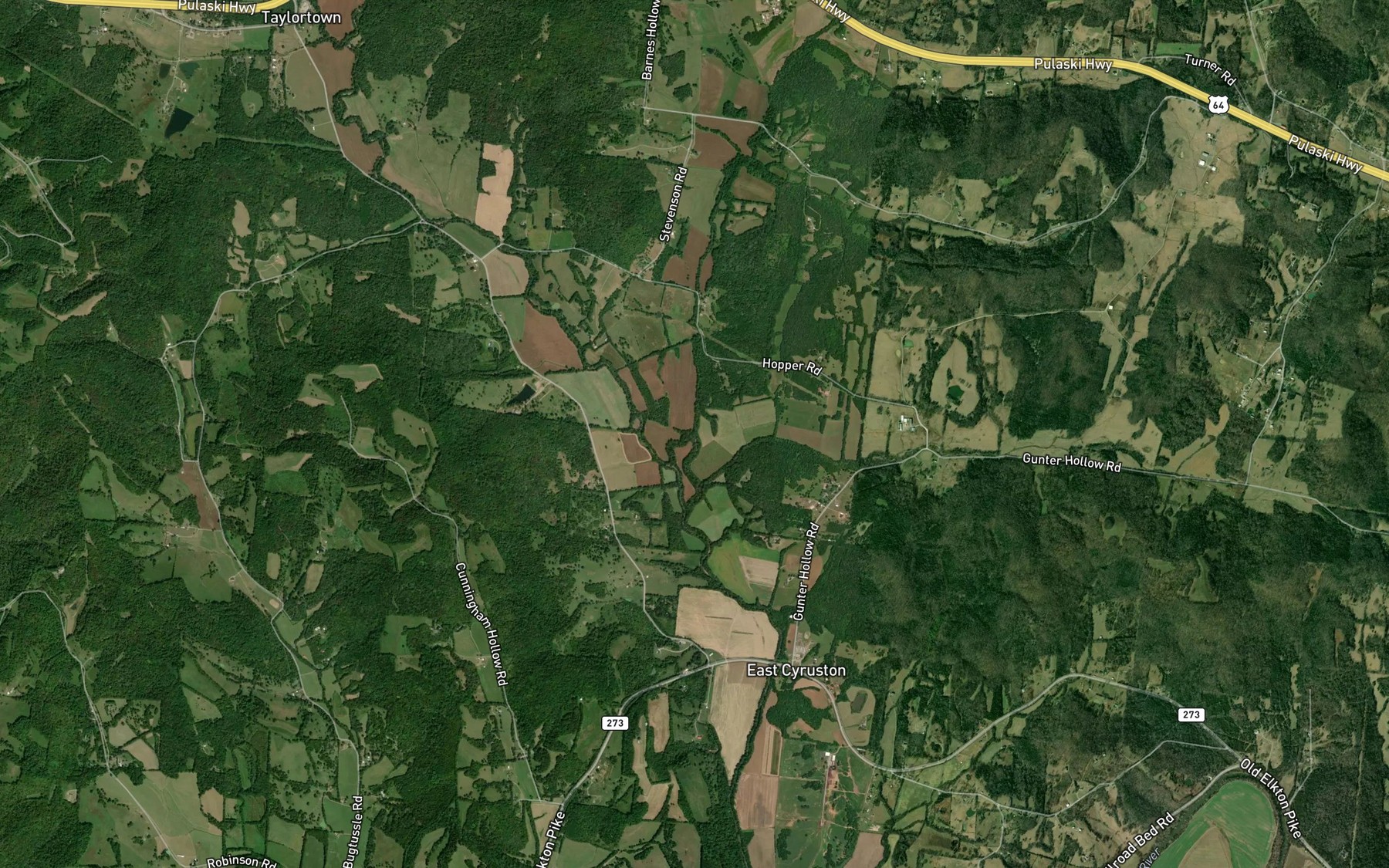 Satellite map of the Little Swan Creek
